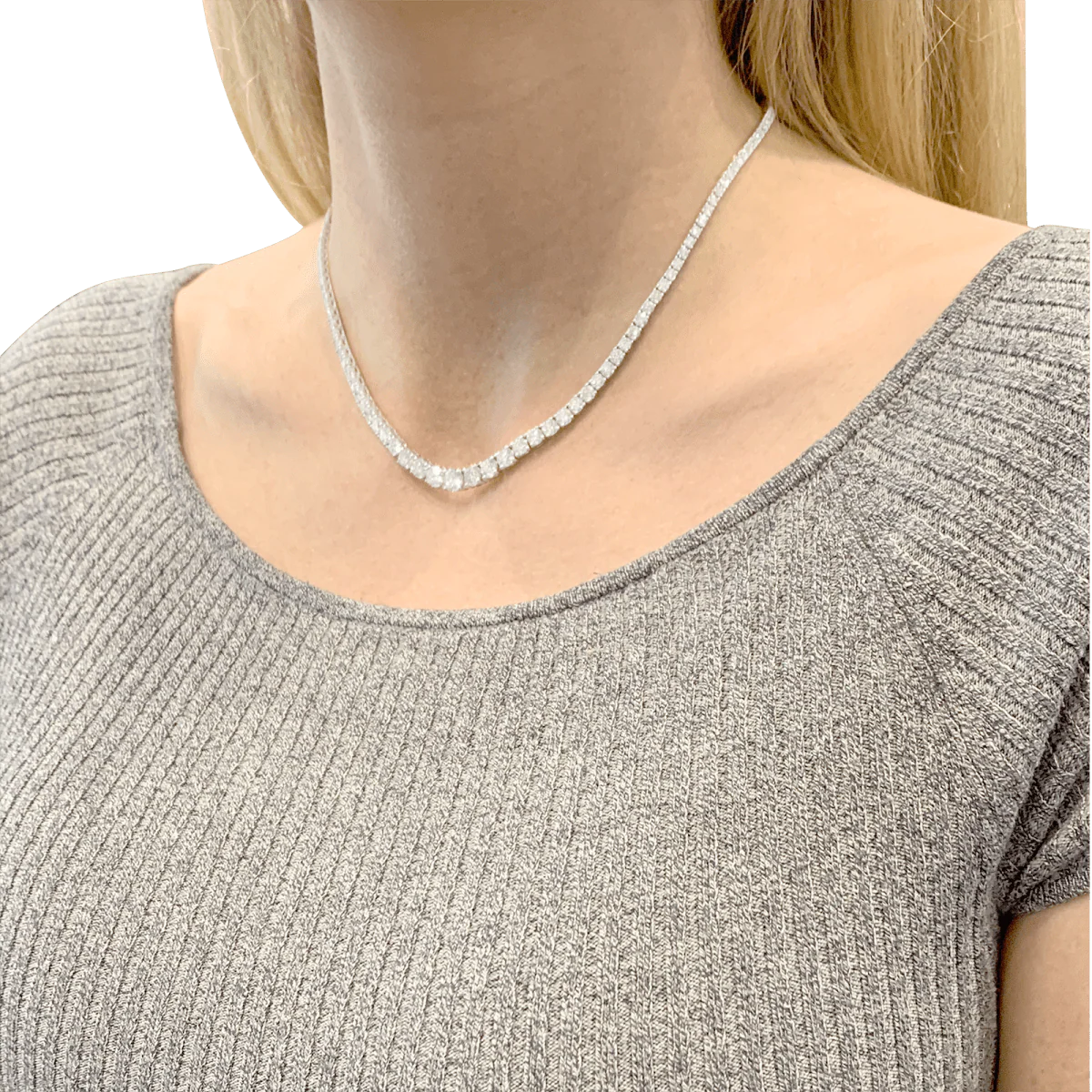 Necklace river white gold and diamonds. - Image 2