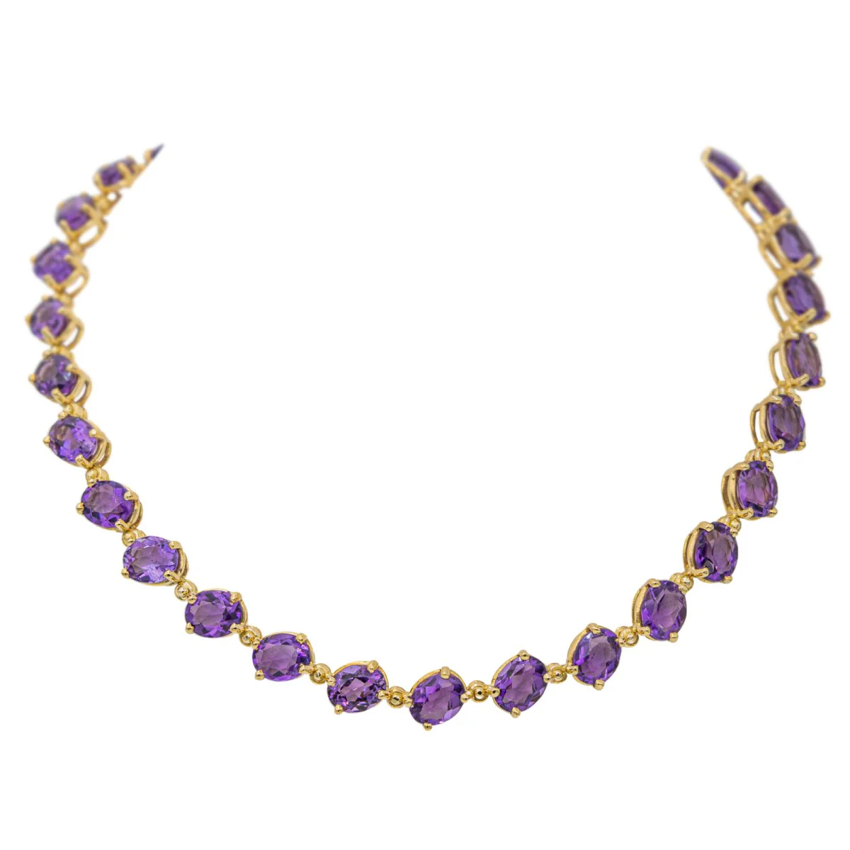 Rivière necklace in yellow gold and amethysts