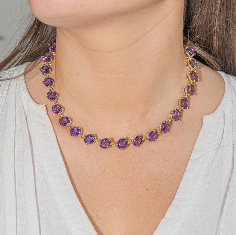 Rivière necklace in yellow gold and amethysts - Image 2
