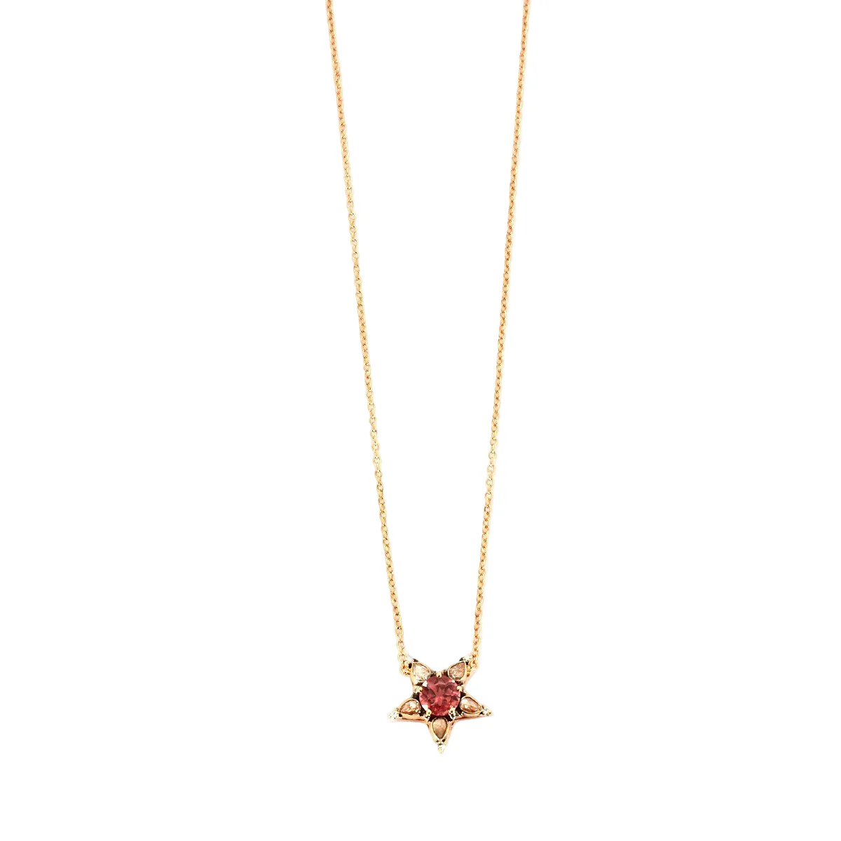 Selim Mouzannar Necklace: Rose gold Chain with Tourmaline, Ruby, and Diamonds