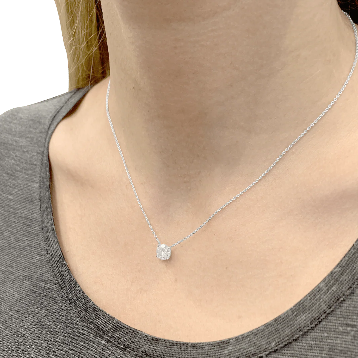 Necklace Solitaire in white gold and diamond - Image 2