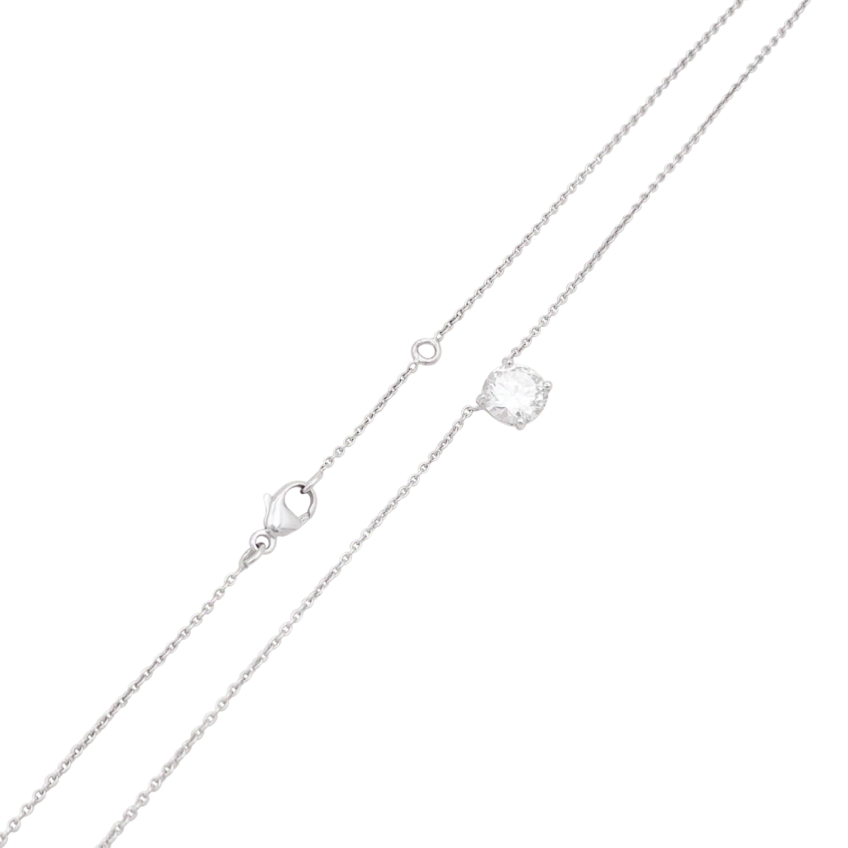 Necklace Solitaire in white gold and diamond - Image 3