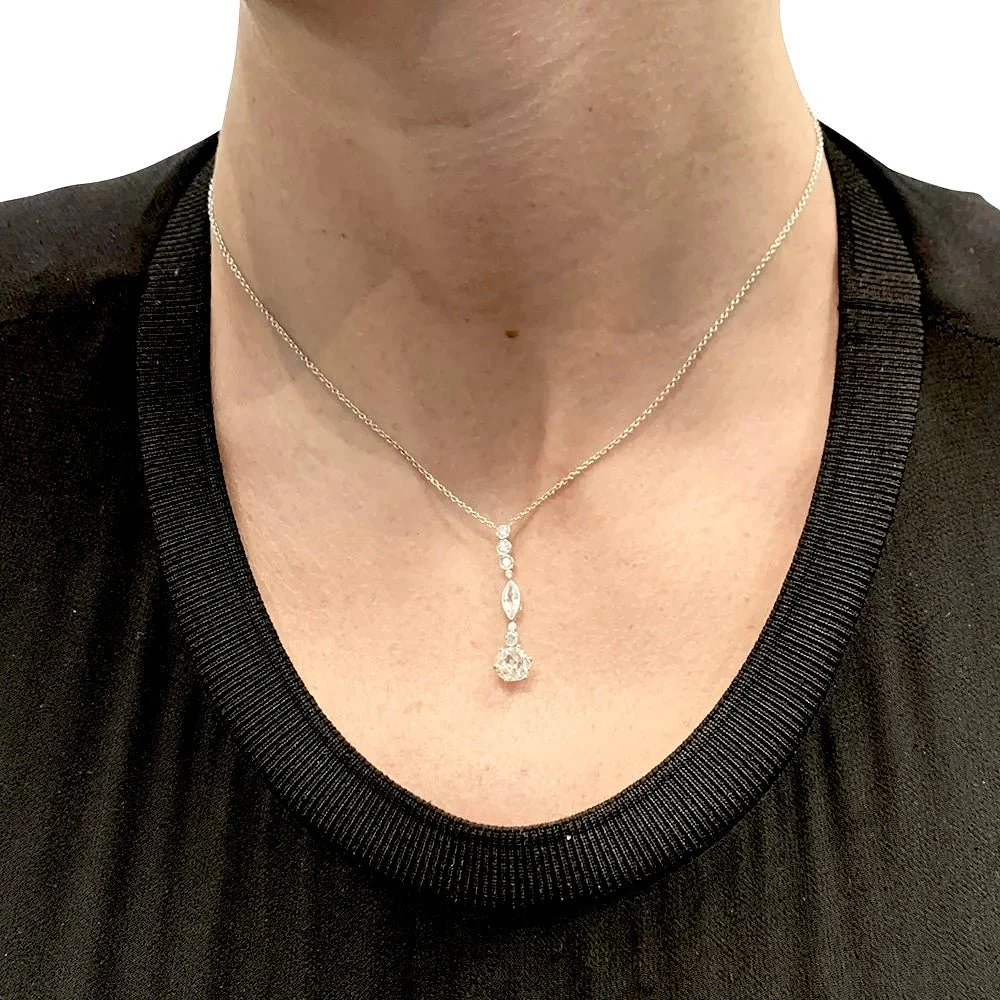 Art Deco style necklace in white gold platinum and diamonds - Image 7