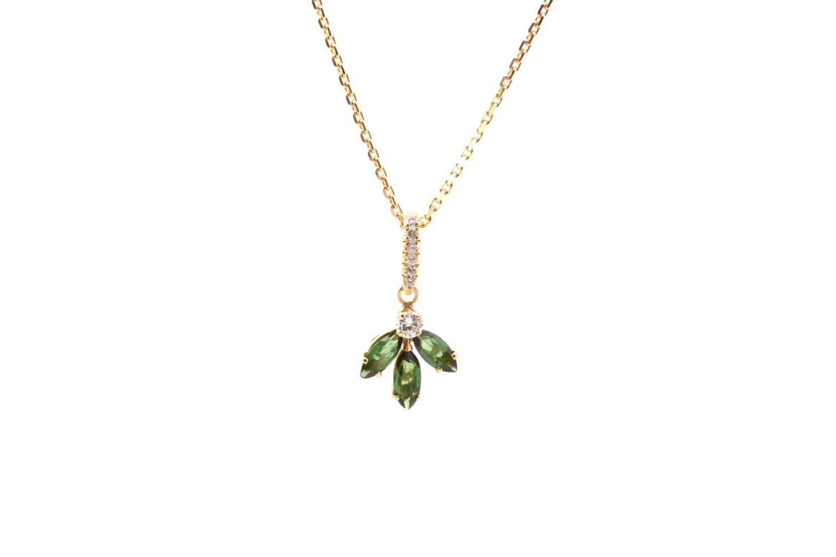 18k gold tourmaline and diamond necklace - Image 2