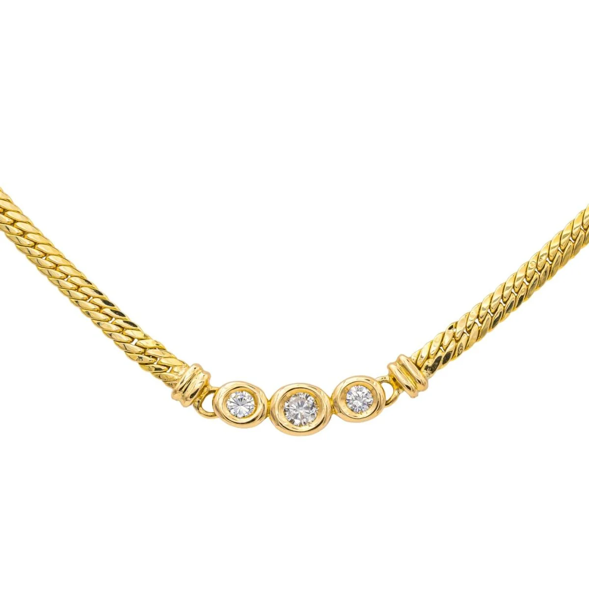 Trilogy Necklace Yellow Gold Diamond - Image 3