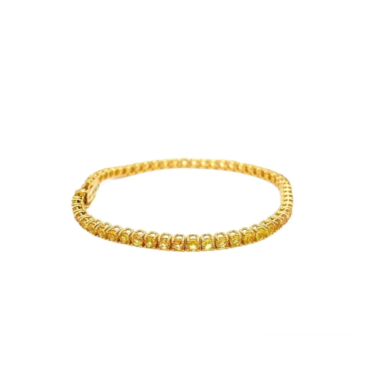 Gold tennis bracelet with natural yellow sapphire (CTW 6.5) - Image 3