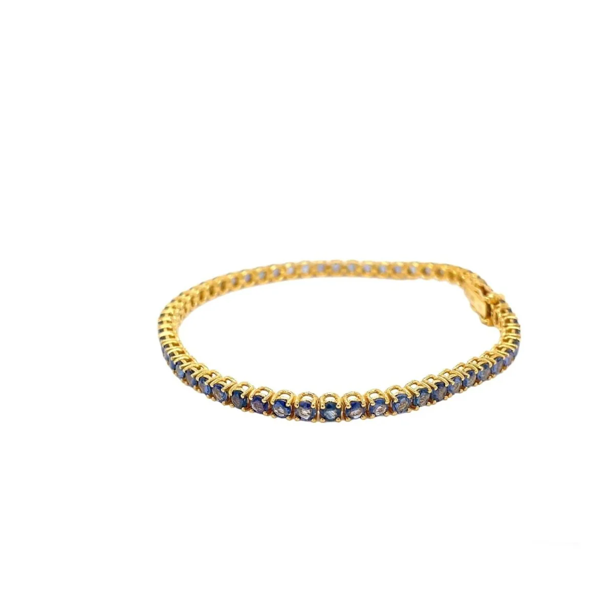 CTW 6 Natural Blu Sapphire Gold Tennis Bracelet - Image 7