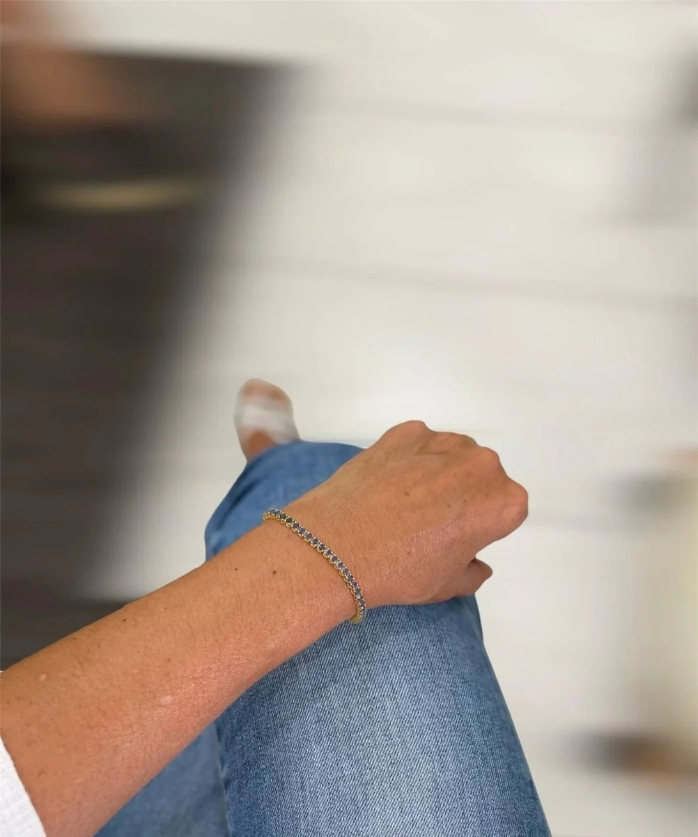 CTW 6 Natural Blu Sapphire Gold Tennis Bracelet - Image 8