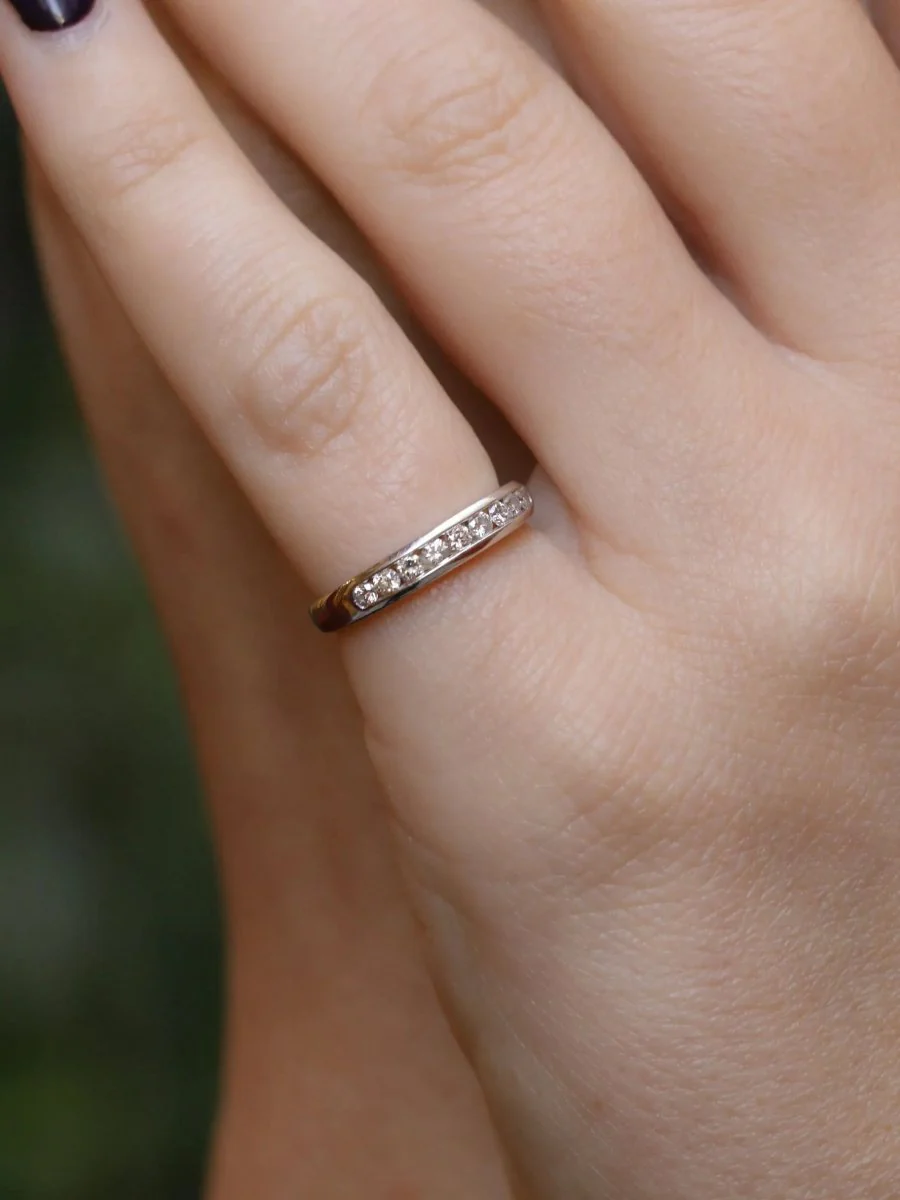 American half wedding ring in white gold and diamonds 0.18 ct - Image 2