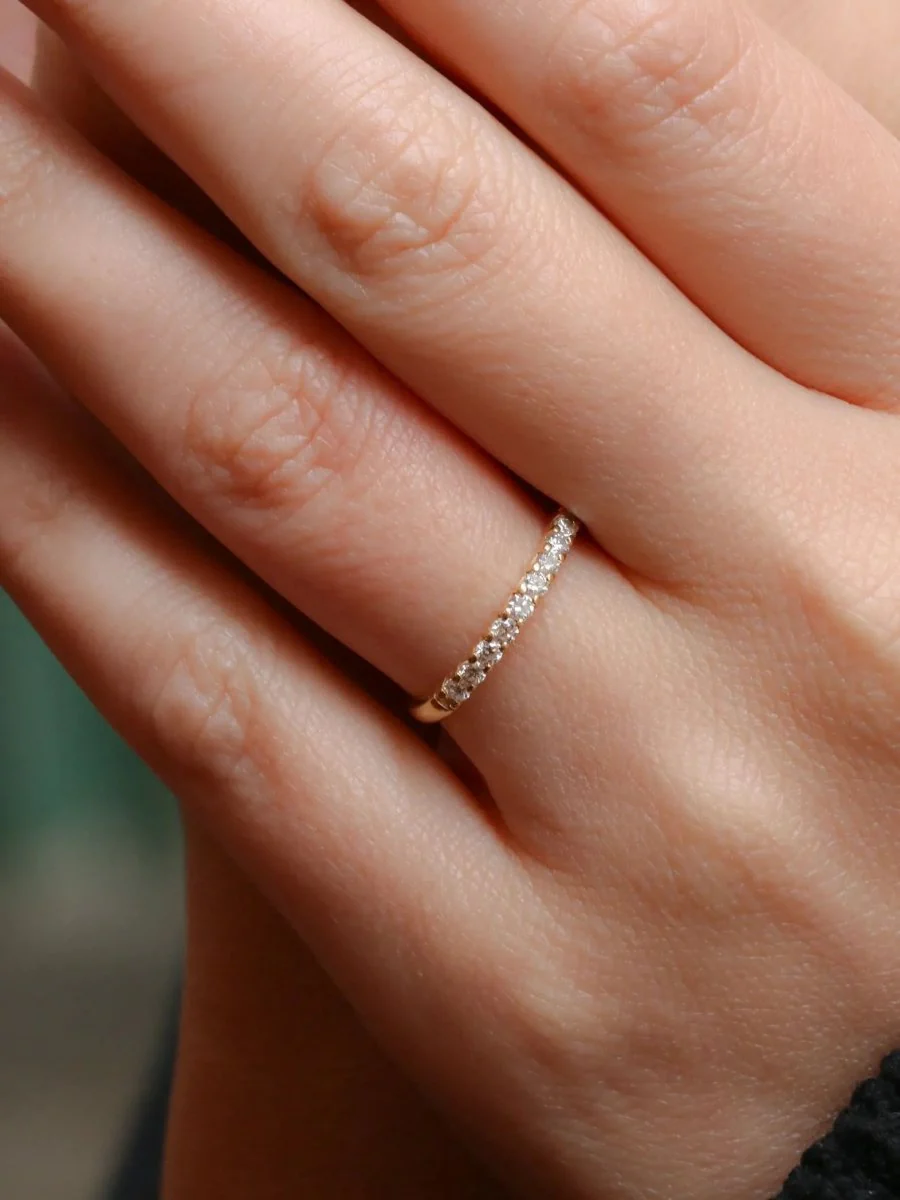 American half wedding ring in yellow gold and diamonds 0.3 ct - Image 2