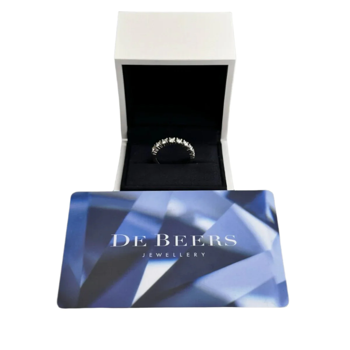 Half De Beers Wedding Band in Platinum with 8 diamonds diamonds or 0.62 Cts H-SI1 from 2016. Full set. - Image 6