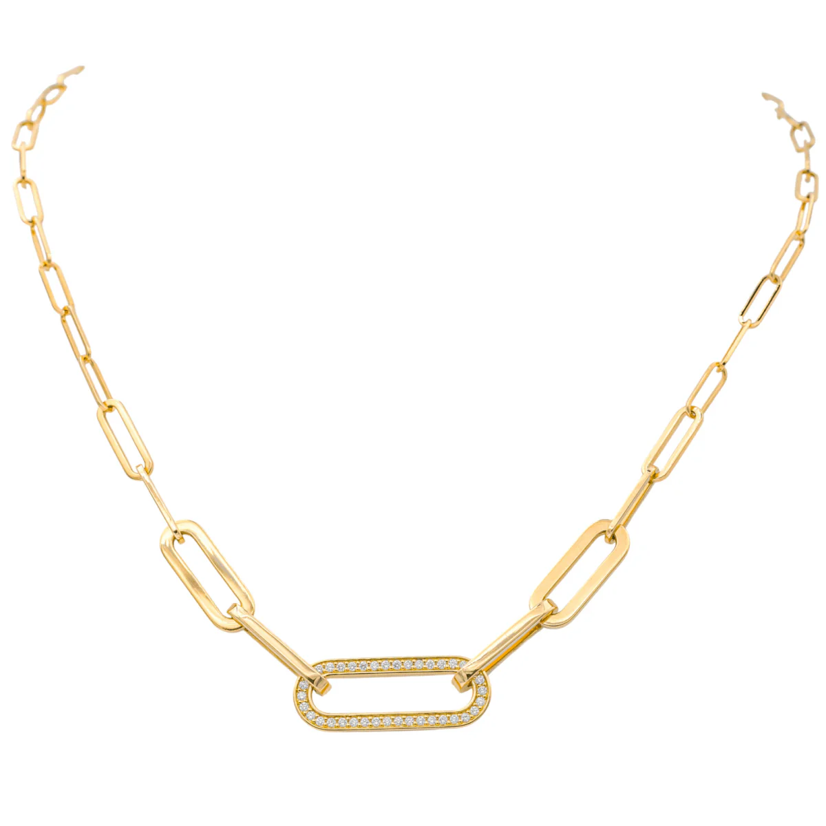 Necklace DINH VAN "Maillon" knitted fabric yellow gold and diamonds