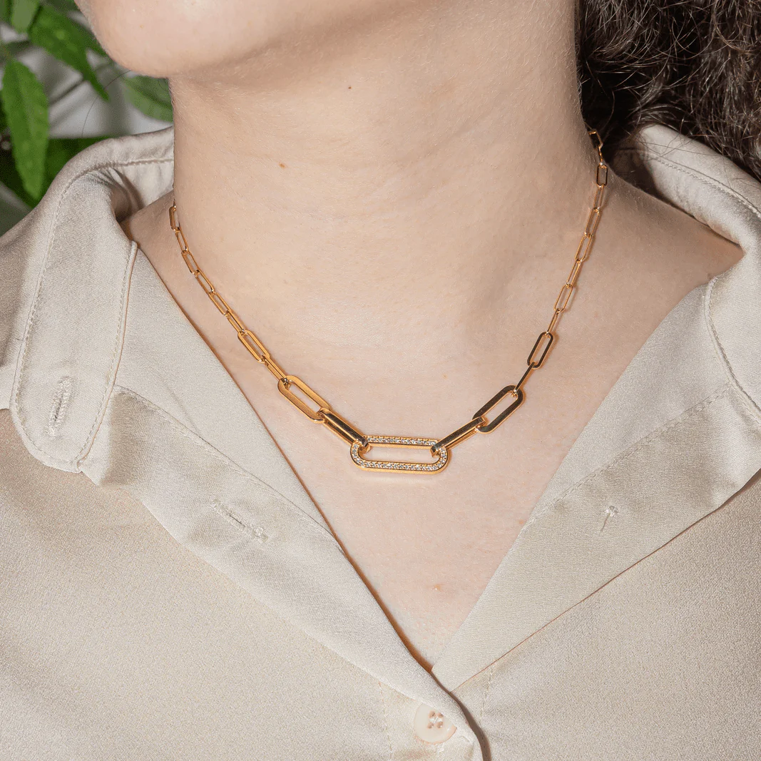 Necklace DINH VAN "Maillon" knitted fabric yellow gold and diamonds - Image 2