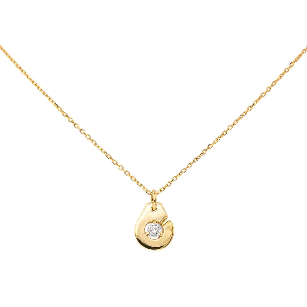 DINH VAN "R8 Handcuffs" Pendant Necklace in Yellow Gold and Diamond