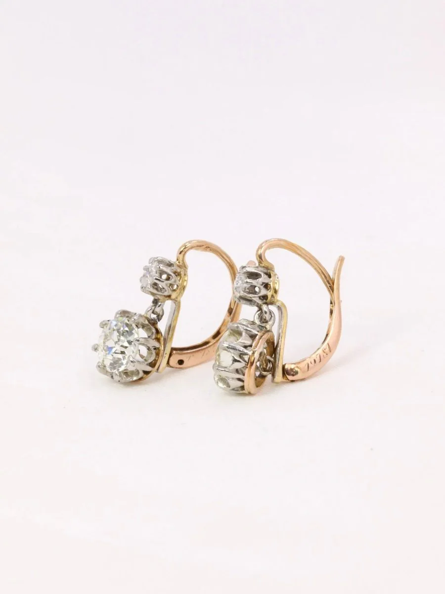 Old cut diamond stud earrings 2.2 ct - Image 5