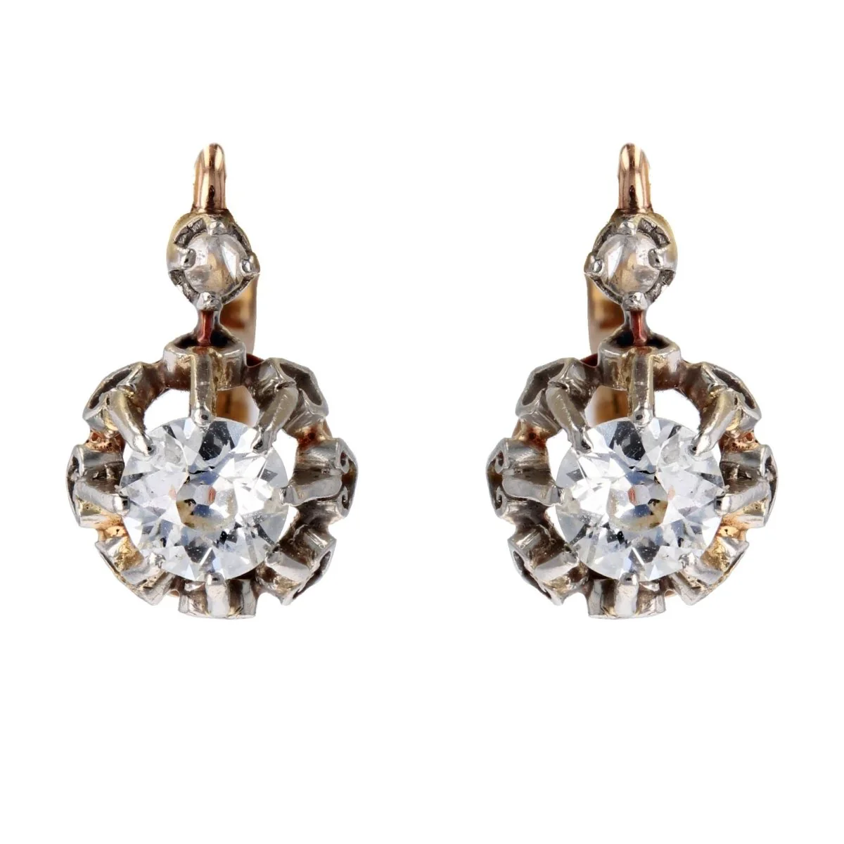Earrings Sleepers in rose gold and diamonds