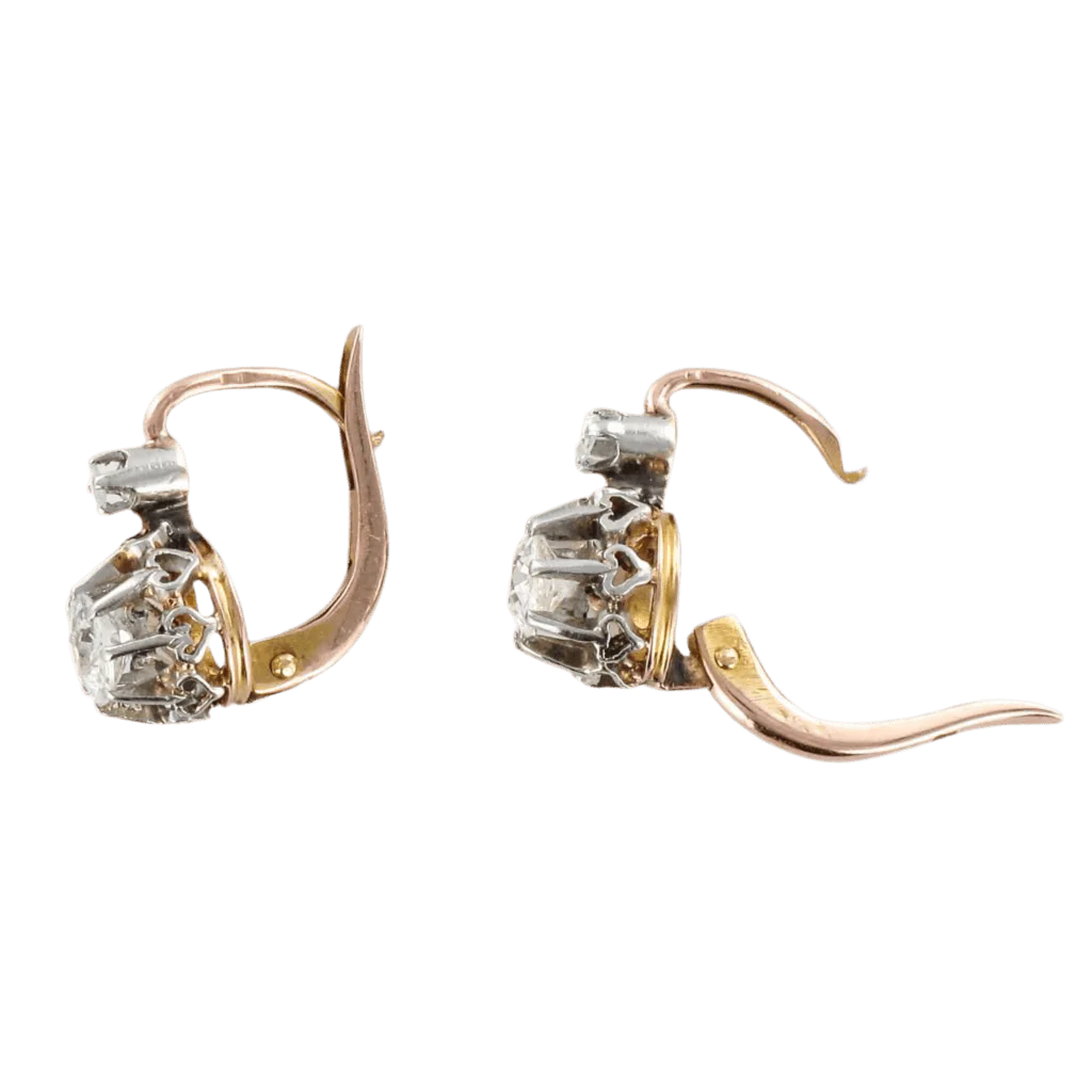 Earrings Sleepers in rose gold and diamonds - Image 4