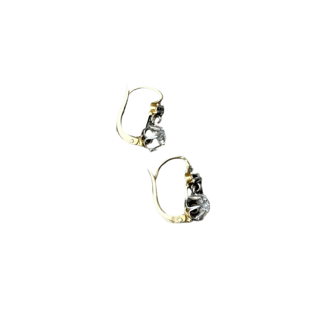 Earrings Sleepers in yellow gold, white gold and diamonds