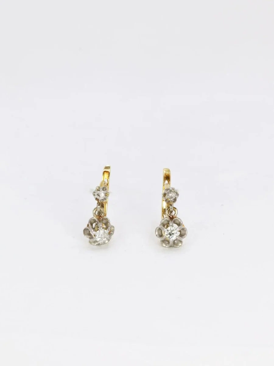 Gold and old-cut diamond sleepers 0.2ct