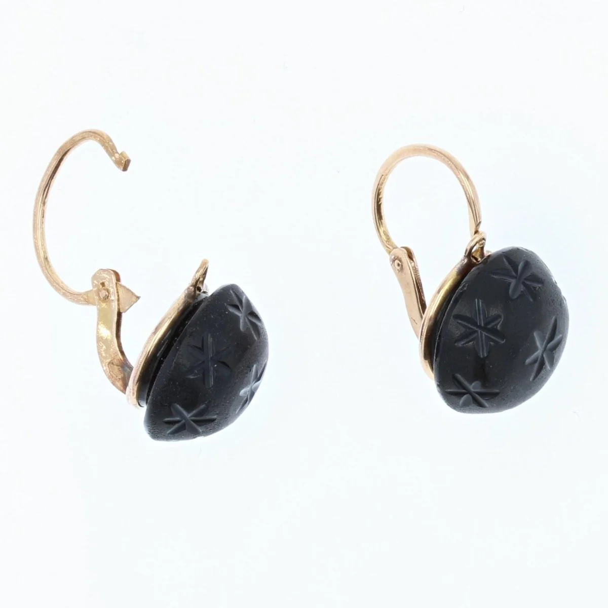 Earrings Sleepers in yellow gold and jet - Image 5