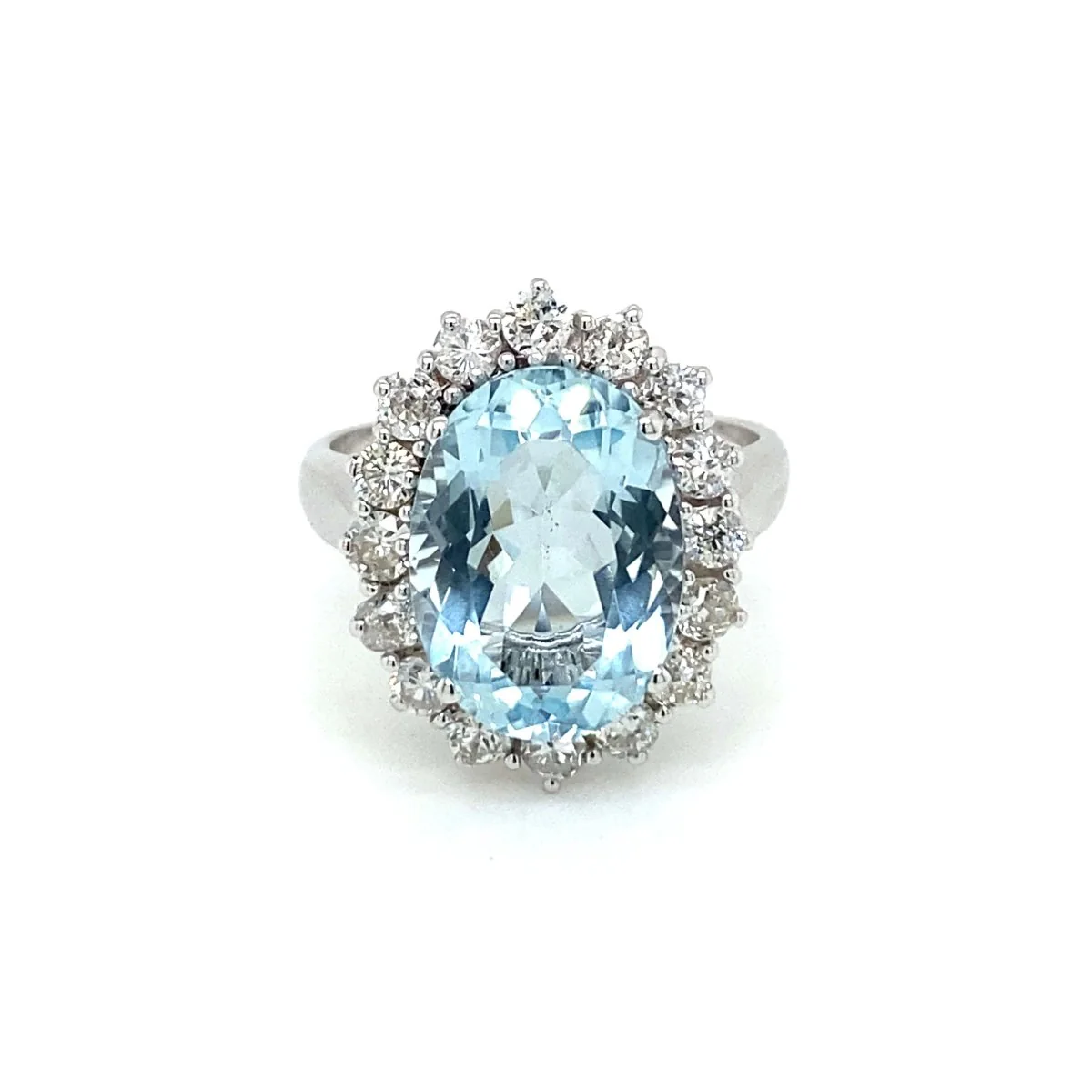 Estate 5 Carat Aquamarine Diamond Cluster Ring