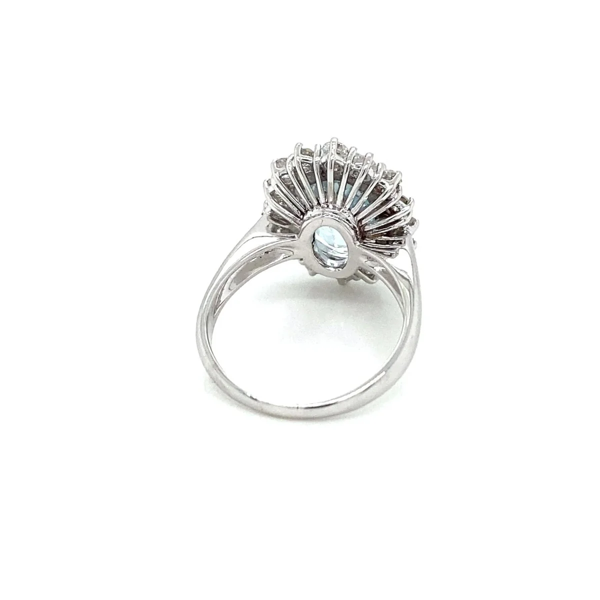 Estate 5 Carat Aquamarine Diamond Cluster Ring - Image 8