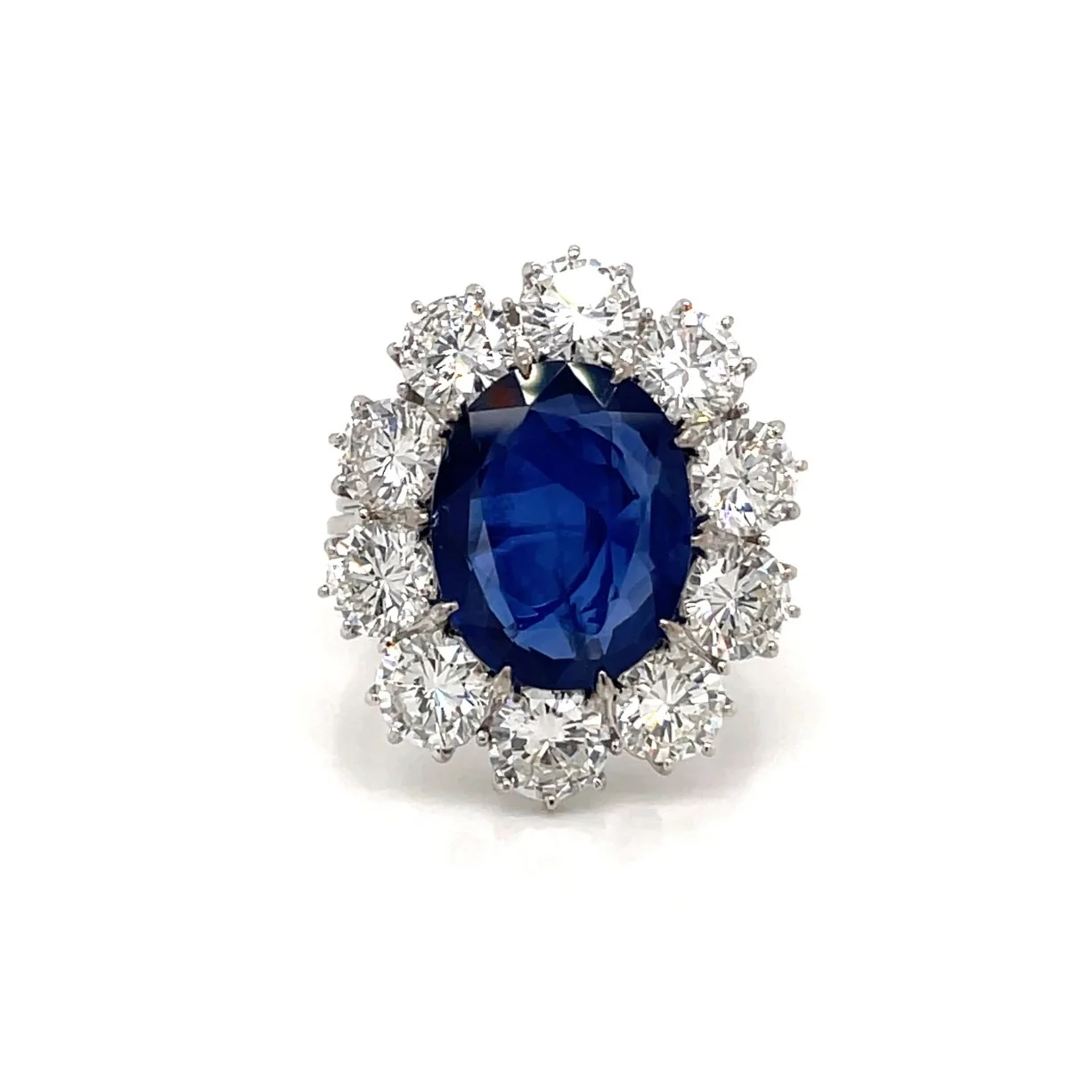Estate SSEF Certified 8 Carat Unheated Burma Sapphire 5 Ct Diamonds Ring - Image 2