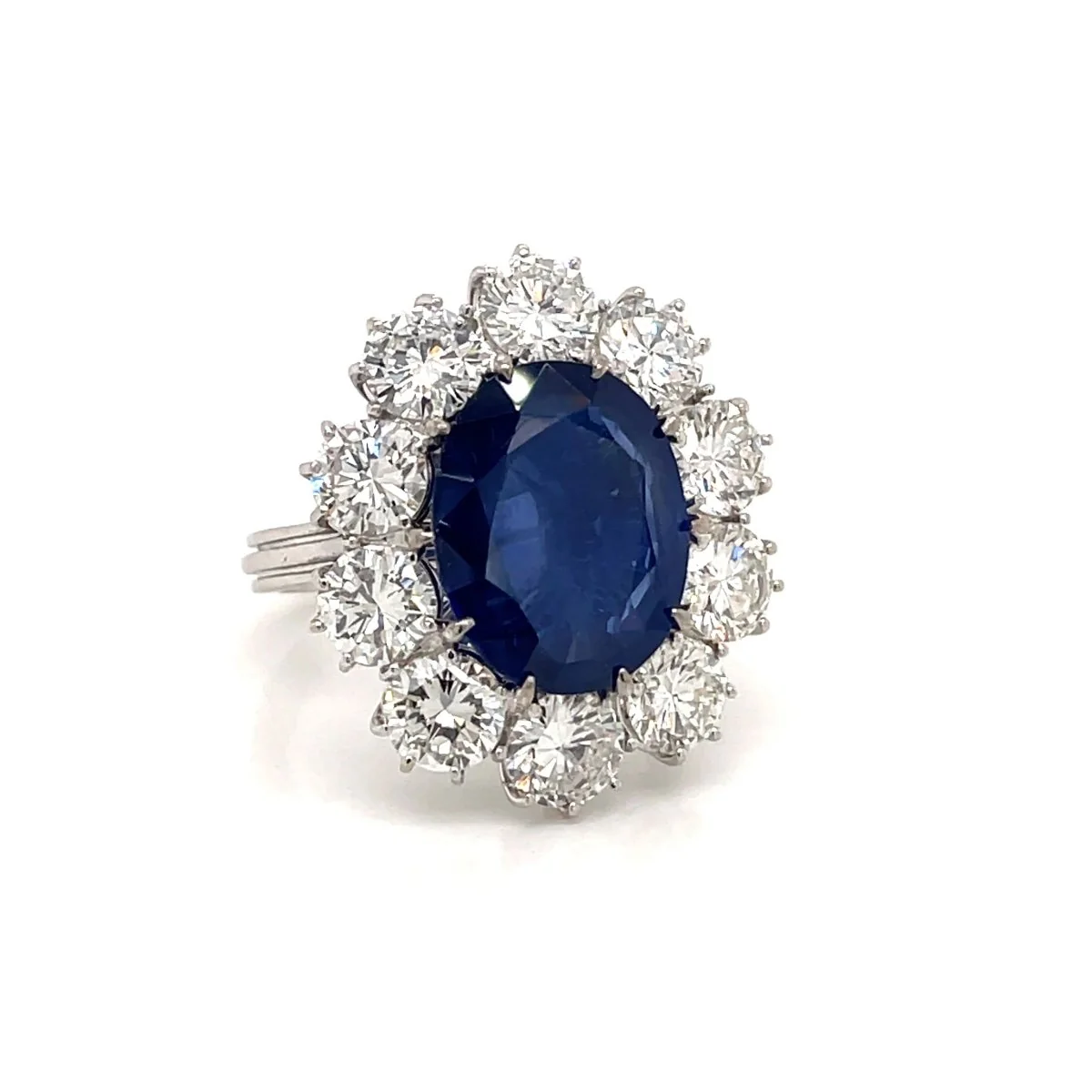 Estate SSEF Certified 8 Carat Unheated Burma Sapphire 5 Ct Diamonds Ring - Image 3