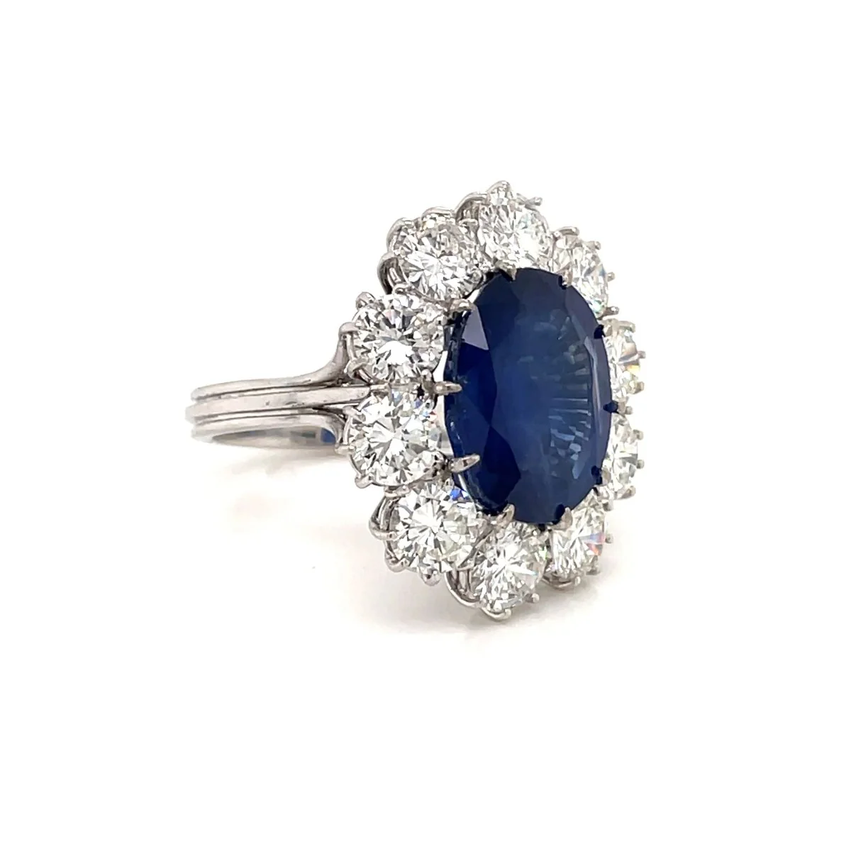 Estate SSEF Certified 8 Carat Unheated Burma Sapphire 5 Ct Diamonds Ring - Image 4