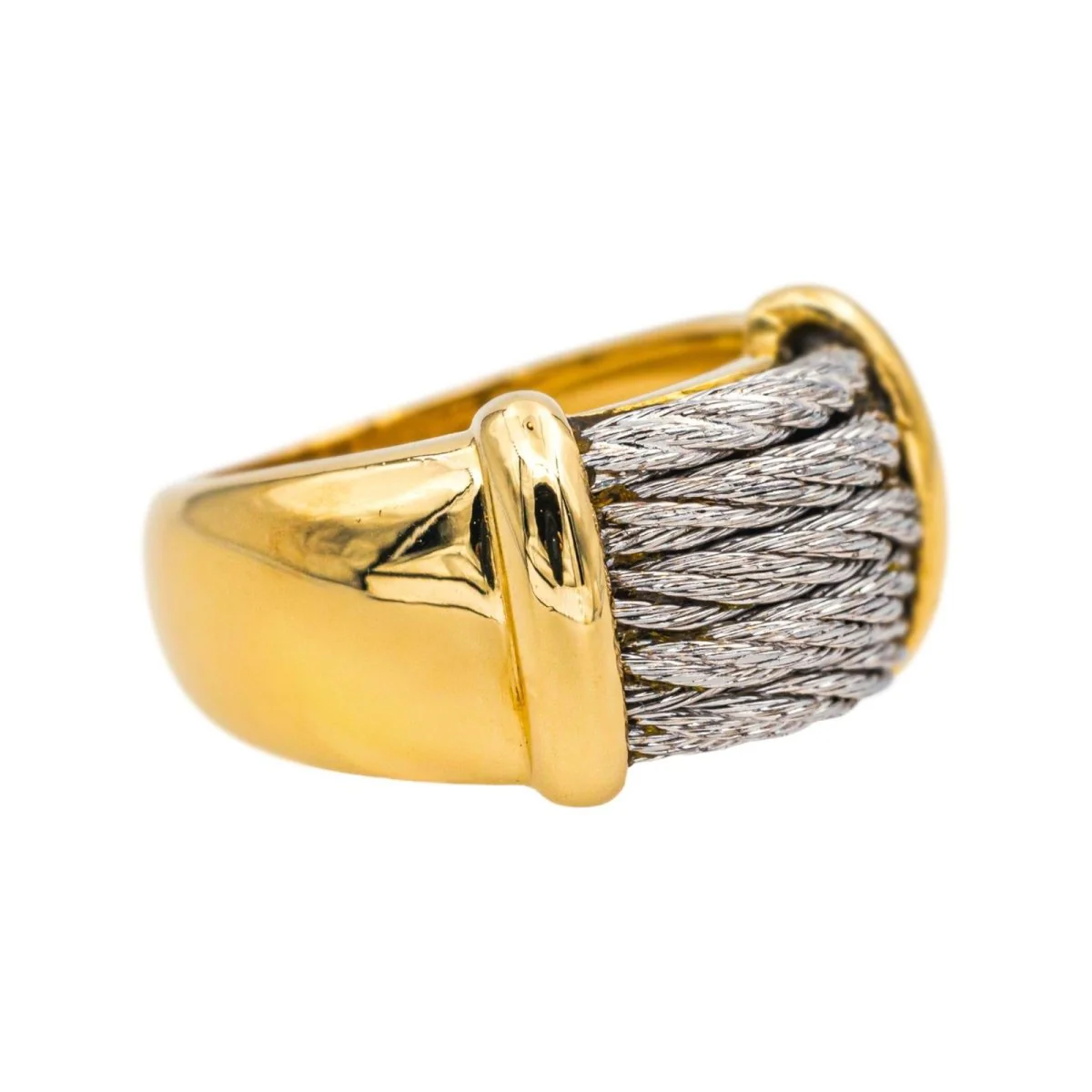 FRED "Force 10" bangle ring in yellow gold and steel - Image 6
