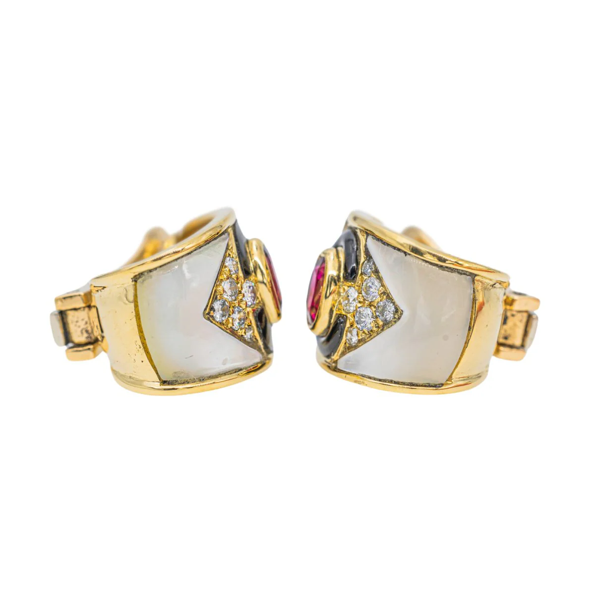 FRED earrings in yellow gold and ruby - Image 5