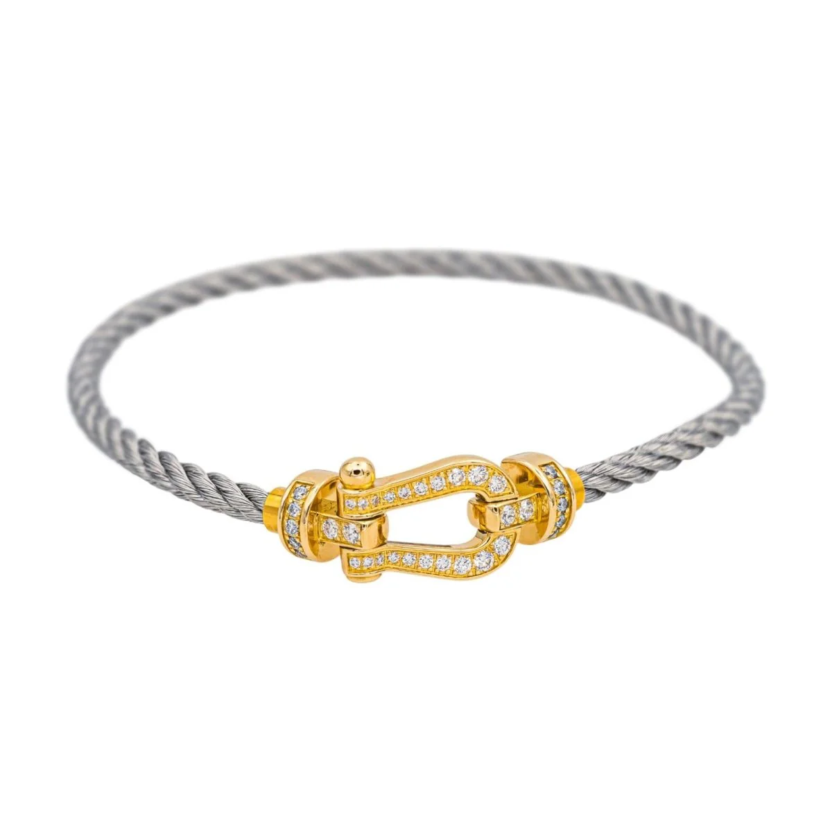 FRED "Force 10" Flexible Bracelet in yellow gold, steel and diamonds