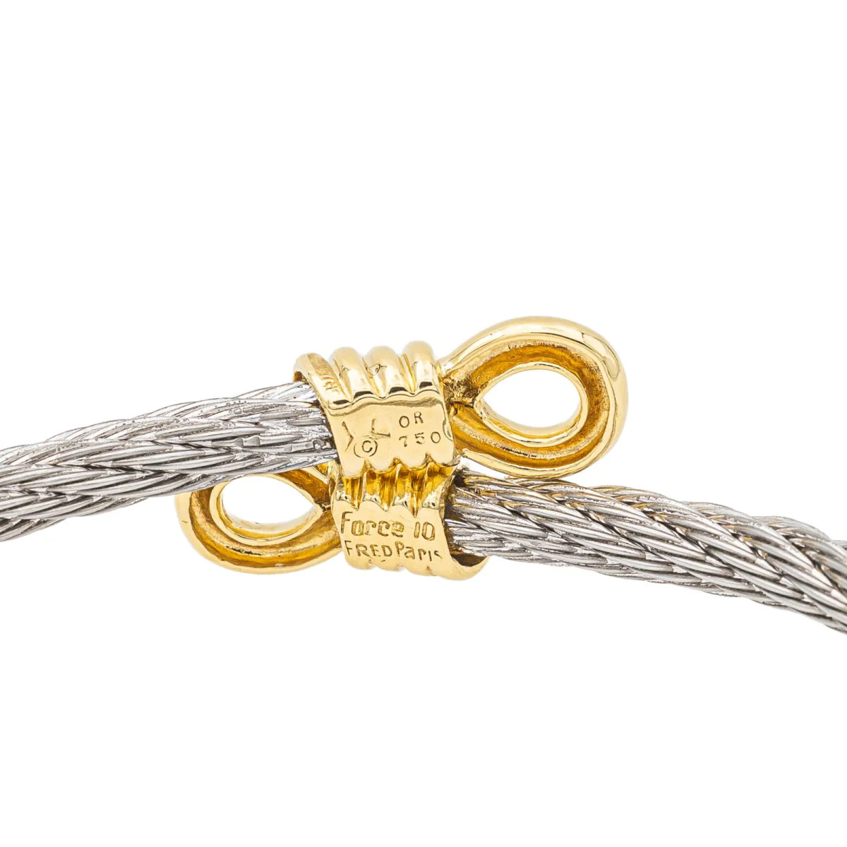 FRED "Force 10" bangle bracelet in yellow gold and steel - Image 5