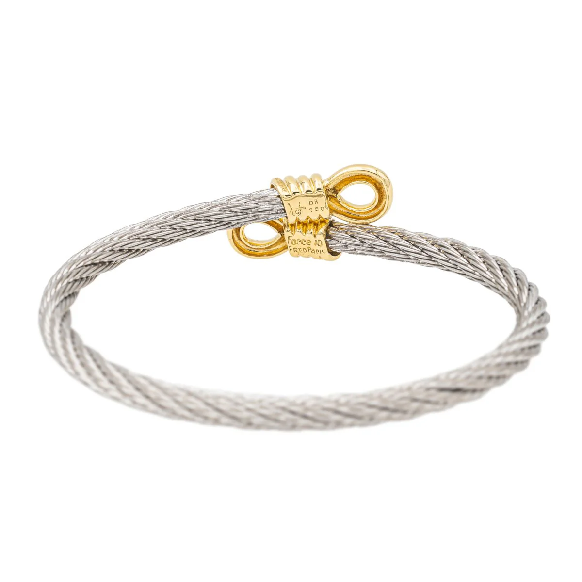 FRED "Force 10" bangle bracelet in yellow gold and steel - Image 8