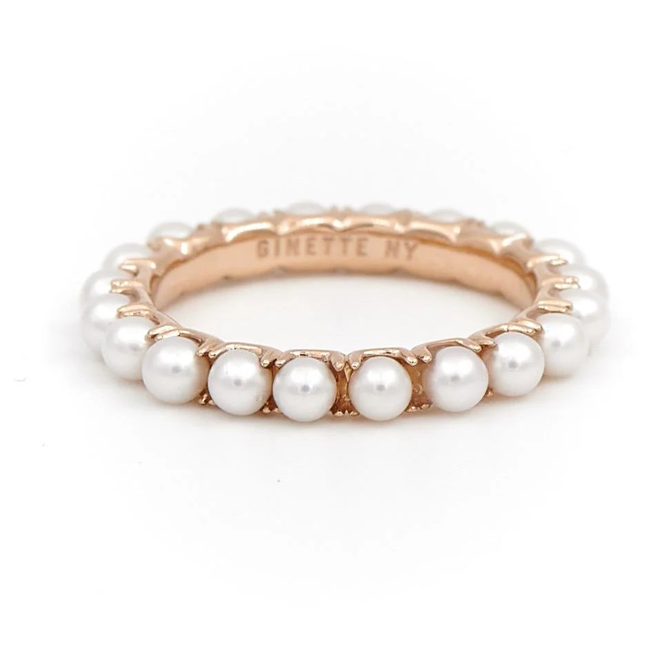 Ginette NY Maria Alliance Ring Pink gold Pearl - Image 3
