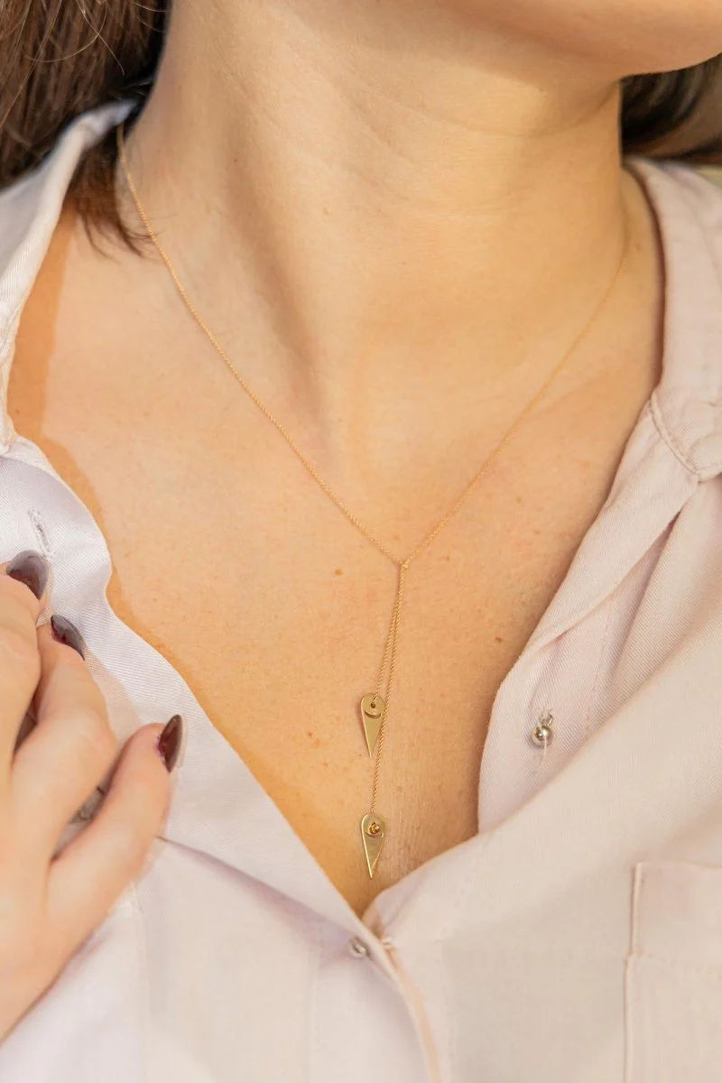 Ginette NY Negligee Necklace Mrs Joe Mini Lariat Rose Gold - Image 2