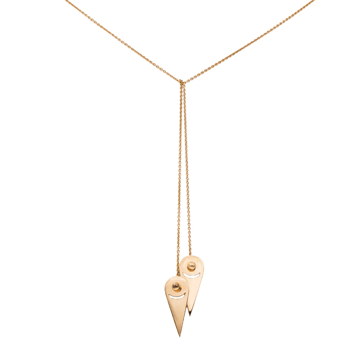Ginette NY Negligee Necklace Mrs Joe Mini Lariat Rose Gold - Image 3