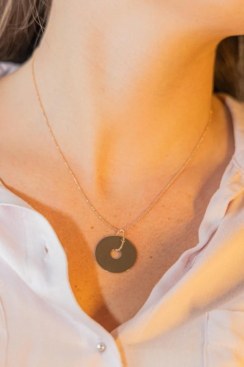 Ginette NY Donut Pendant Necklace on chain Rose gold - Image 2