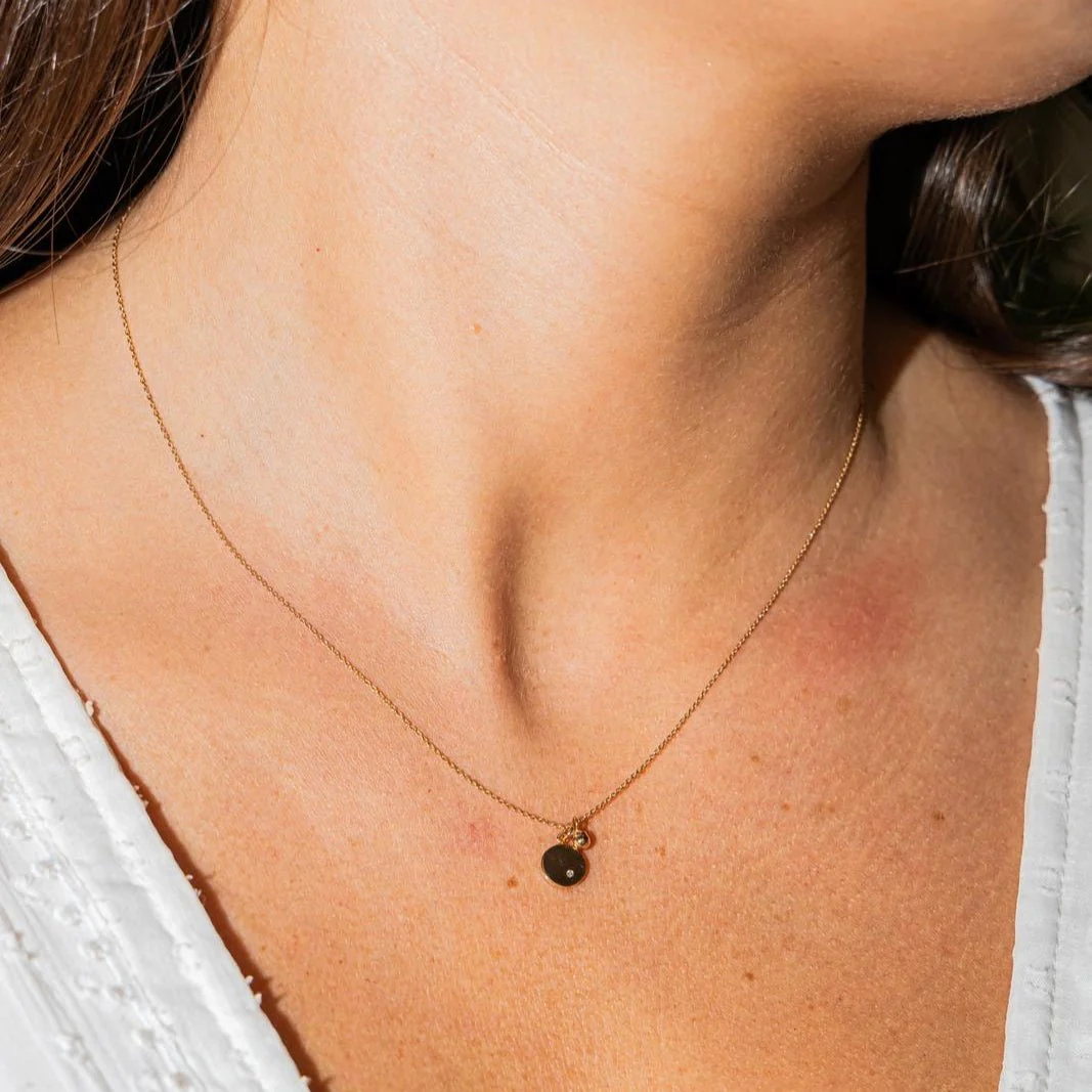 Necklace GINETTE NY "Mini Ever" chain in rose gold and diamond - Image 2