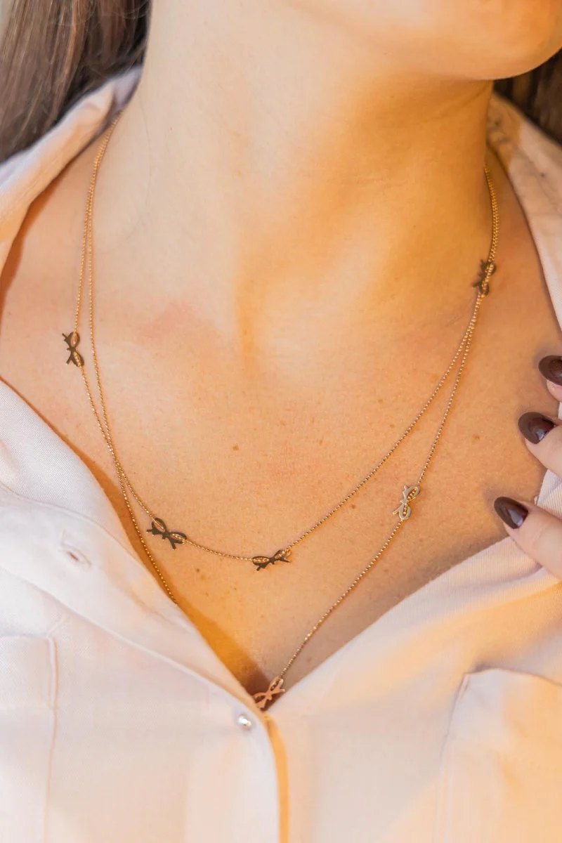 GINETTE NY “Sautoir Bow” necklace in pink gold - Image 2