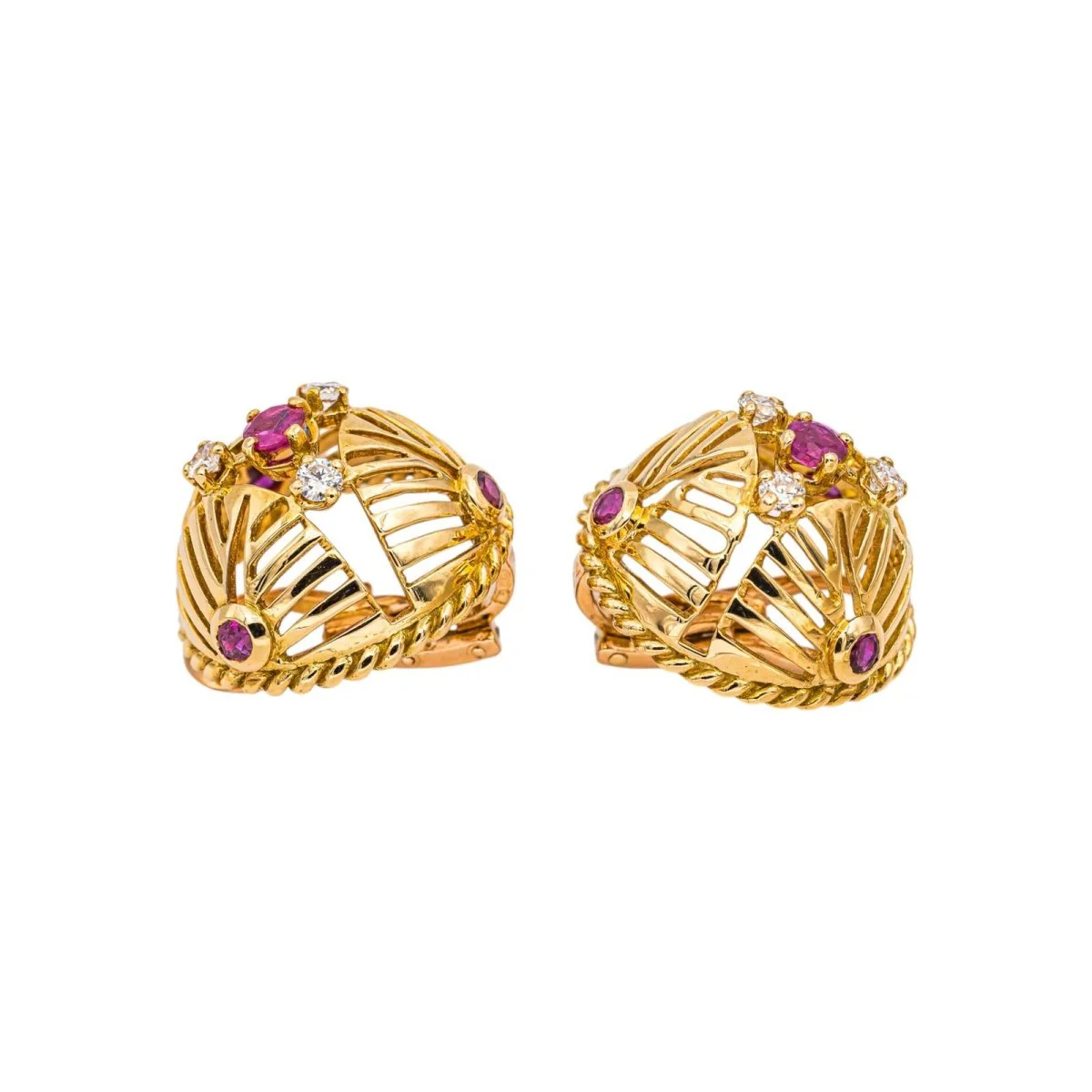 Gübelin Earrings Clips Yellow gold Ruby - Image 12