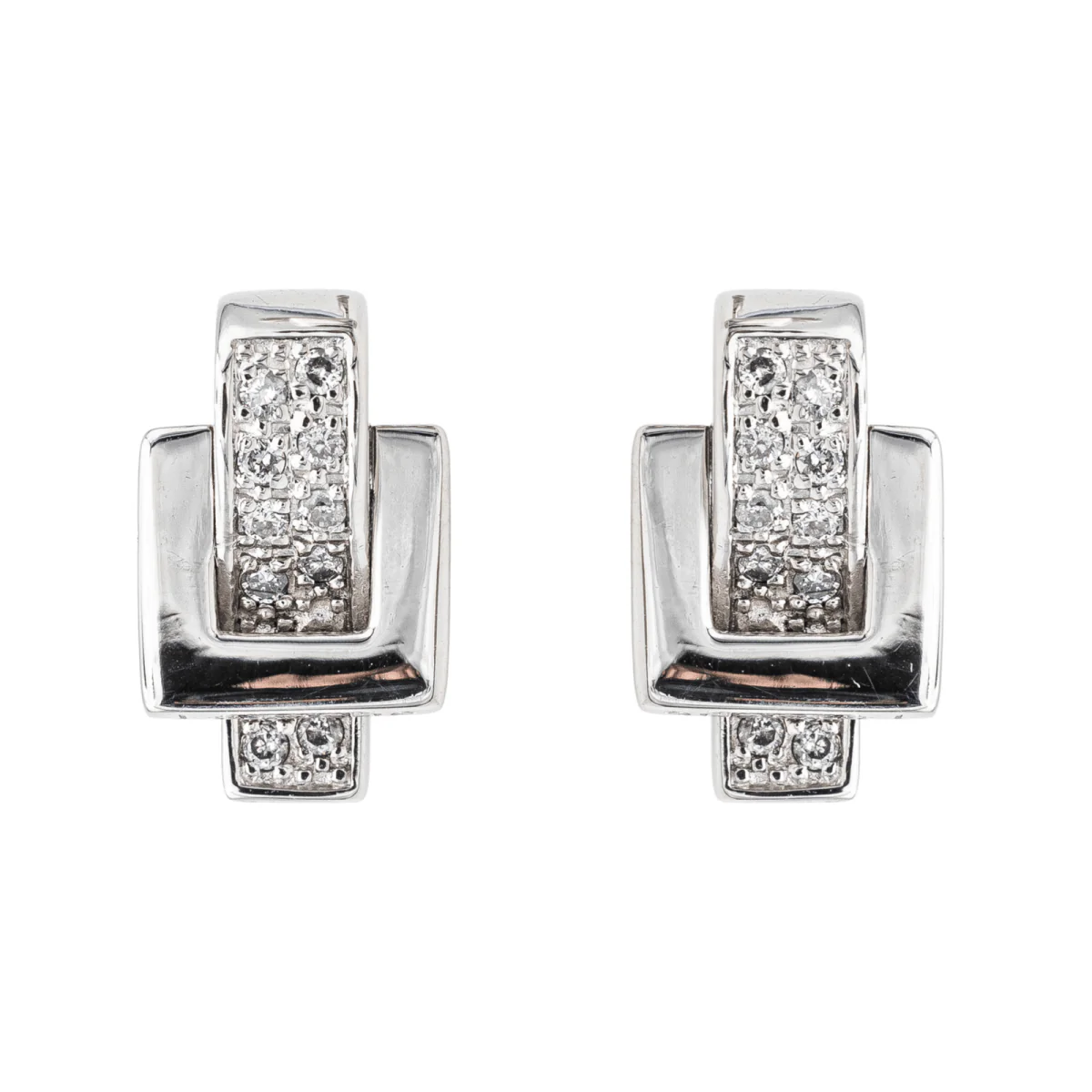 Guy Laroche White Gold Flea Earrings with diamonds