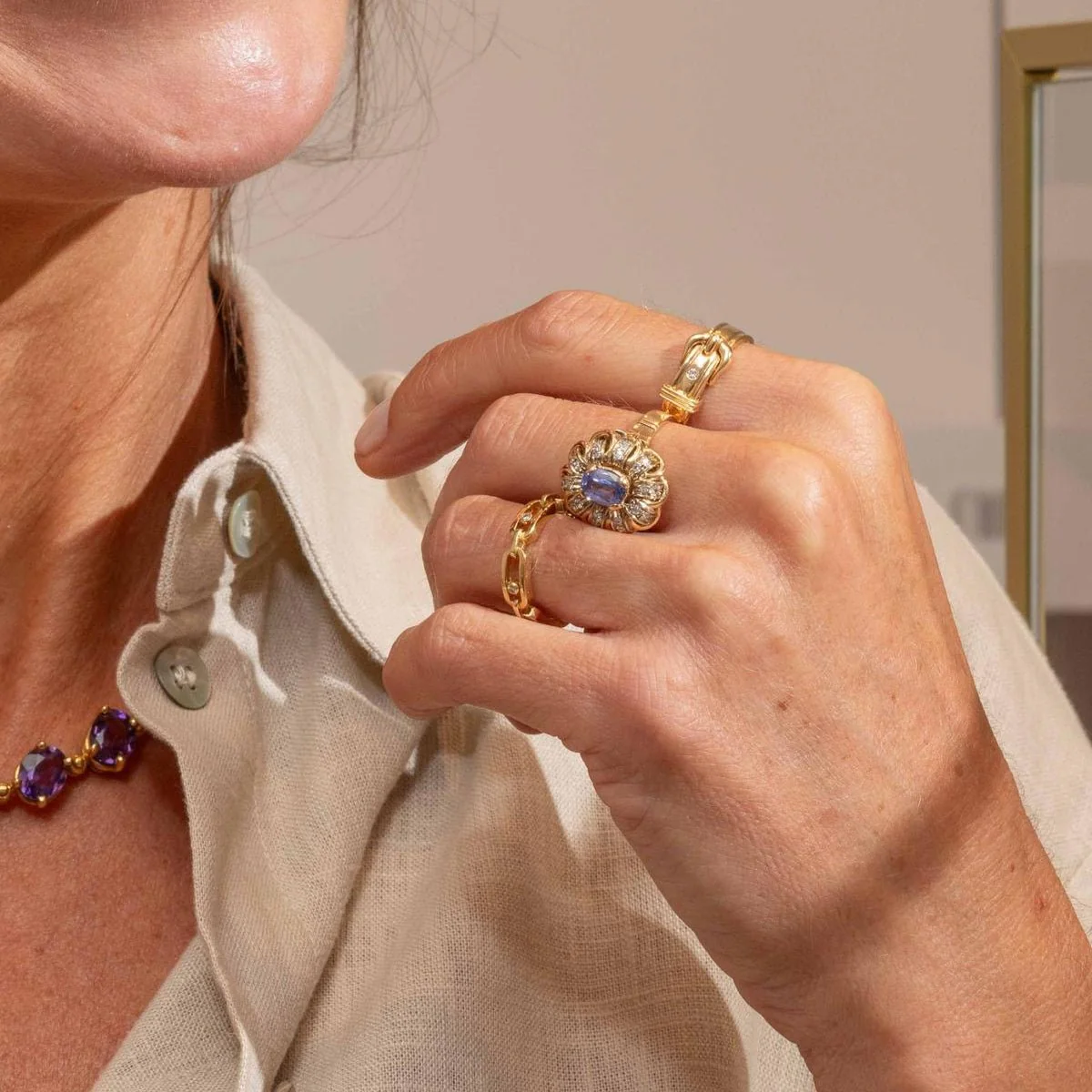 Ring HERMÈS "Belt" in yellow gold and diamonds - Image 2