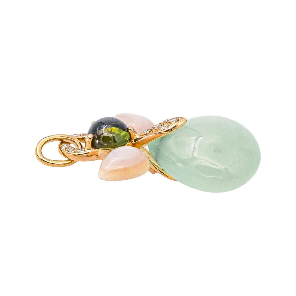 Isabelle Langlois "My Angel" pendant in rose gold, calcite, mother-of-pearl, tourmaline and diamonds - Image 5