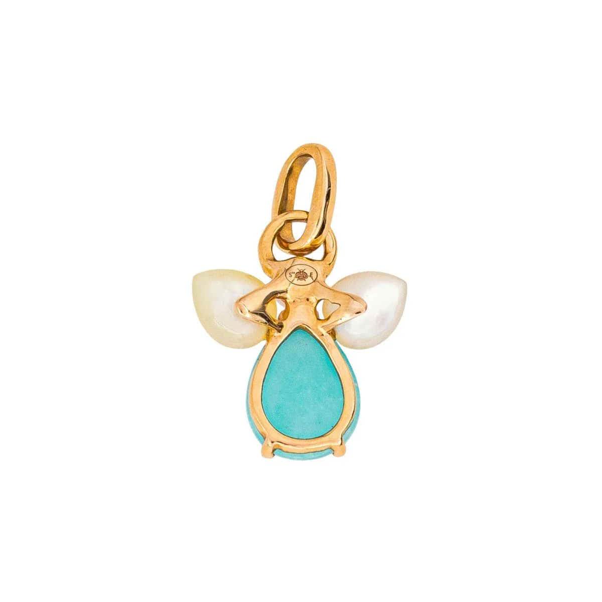 ISABELLE LANGLOIS "My Angel" pendant in rose gold, amazonite, mother-of-pearl and pearl - Image 5