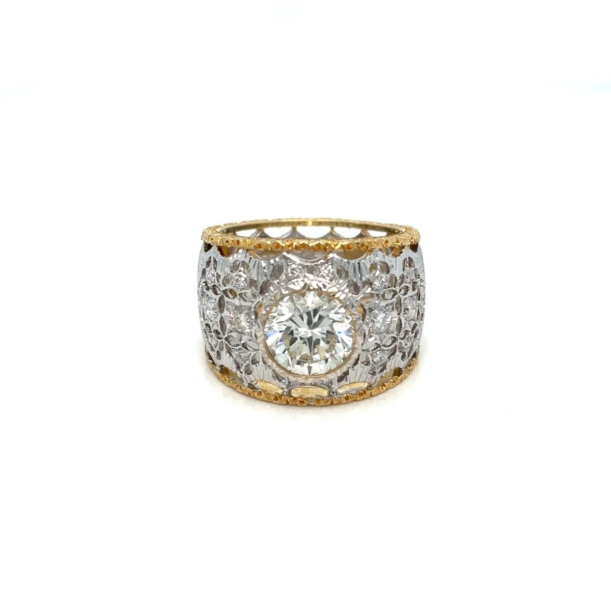 MARIO BUCCELLATI "Ramage" Band Ring in yellow gold, white gold and diamonds