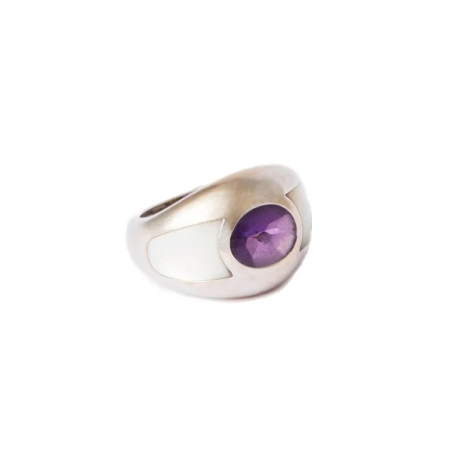 MAUBOUSSIN “Aloha” bangle ring in white gold and amethyst