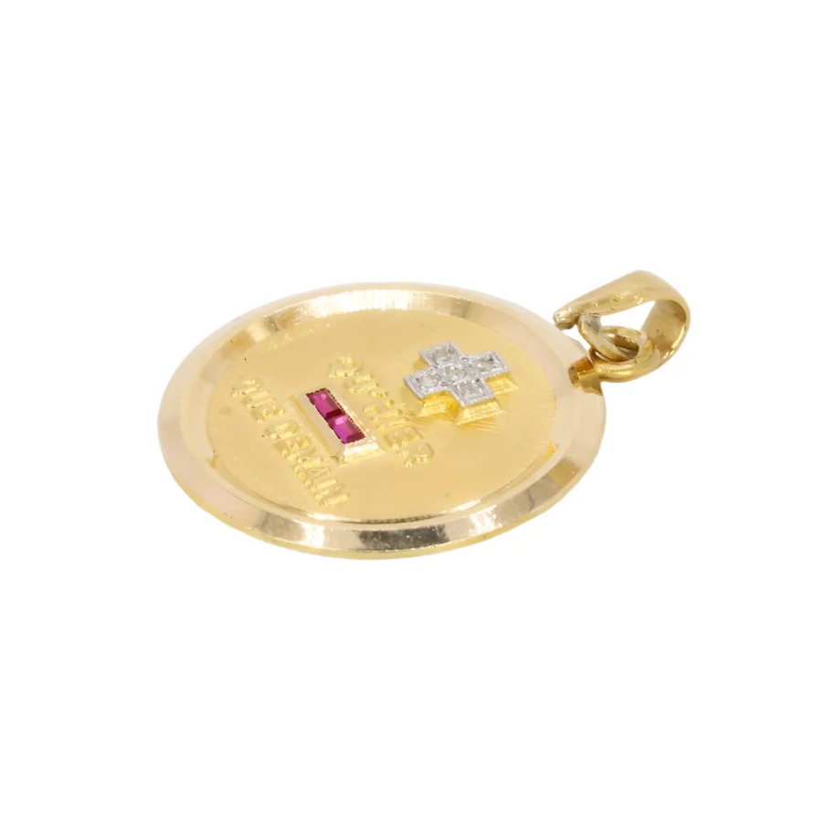 AUGIS love medal round More than yesterday less than tomorrow yellow gold ruby diamonds - Image 3