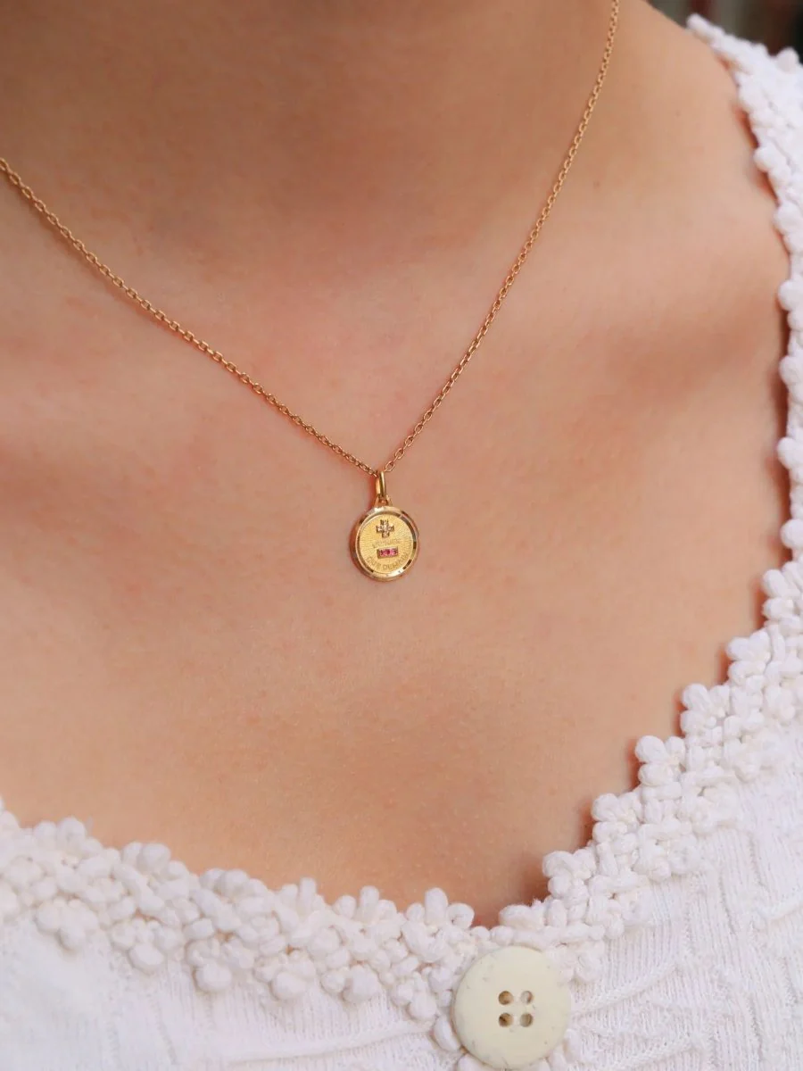 Mini Love Medal Augis More than yesterday less than tomorrow yellow gold diamond ruby - Image 2