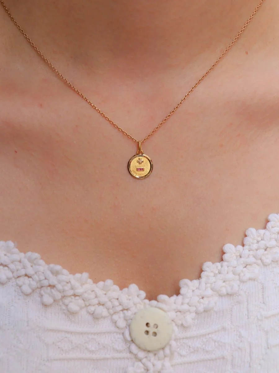 Mini Love Medal Augis More than yesterday less than tomorrow yellow gold diamond ruby - Image 5